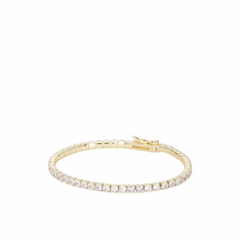 Shashi Revolve Gold-Tone Diamond Crystal Embellished Tennis Medium Bracelet